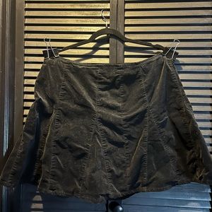 Corduroy black plus size mini skirt.